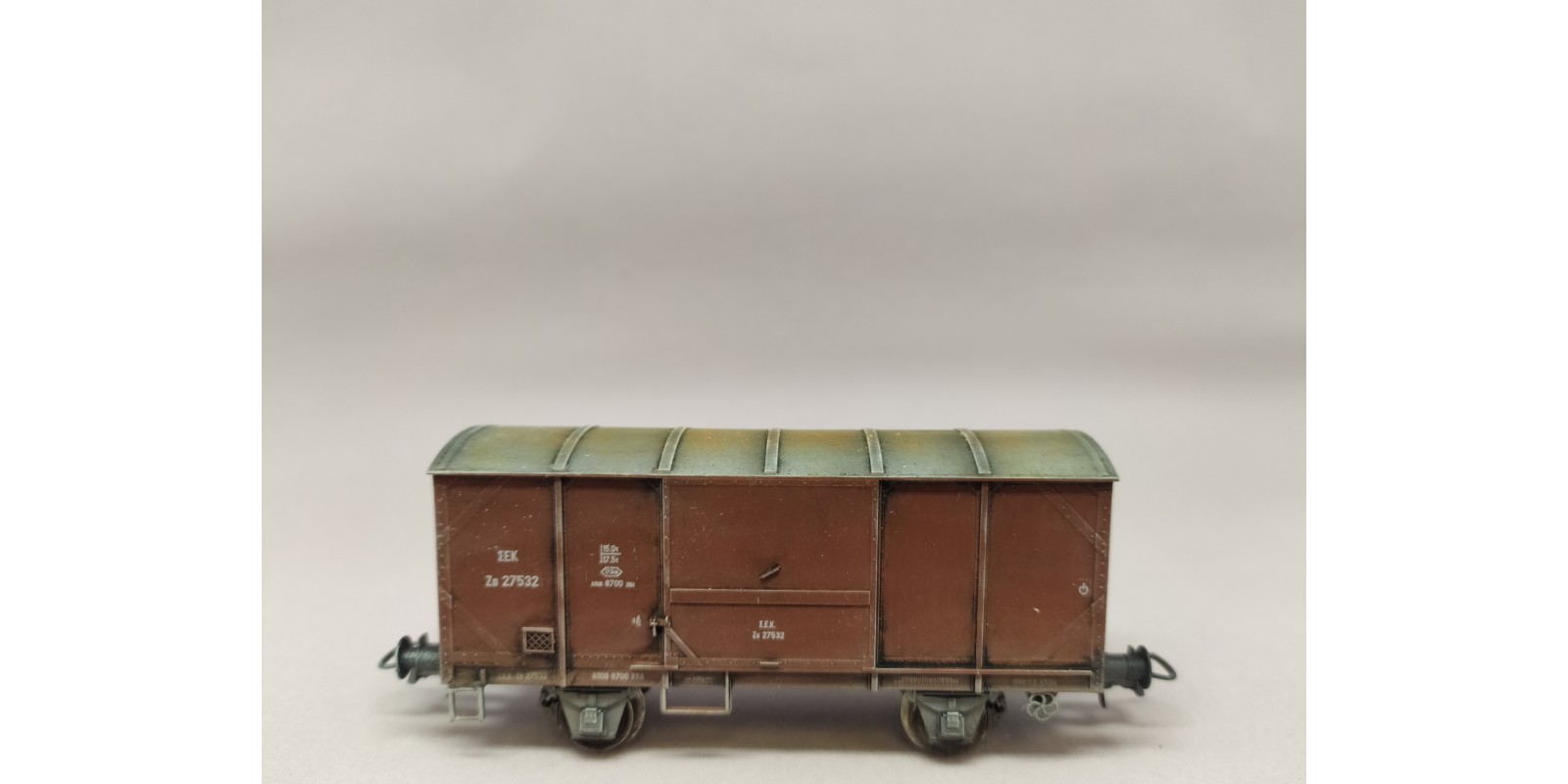 RO76845HW Weathered  Box goods wagon, type Zπ, of the Hellenic State Railways (ΣΕΚ), Era III